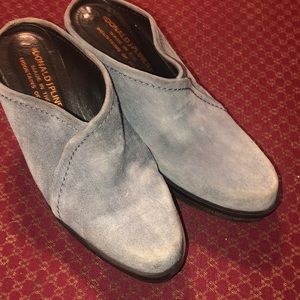 Donald J Pliner grey blue wedge mules size 5 1/2